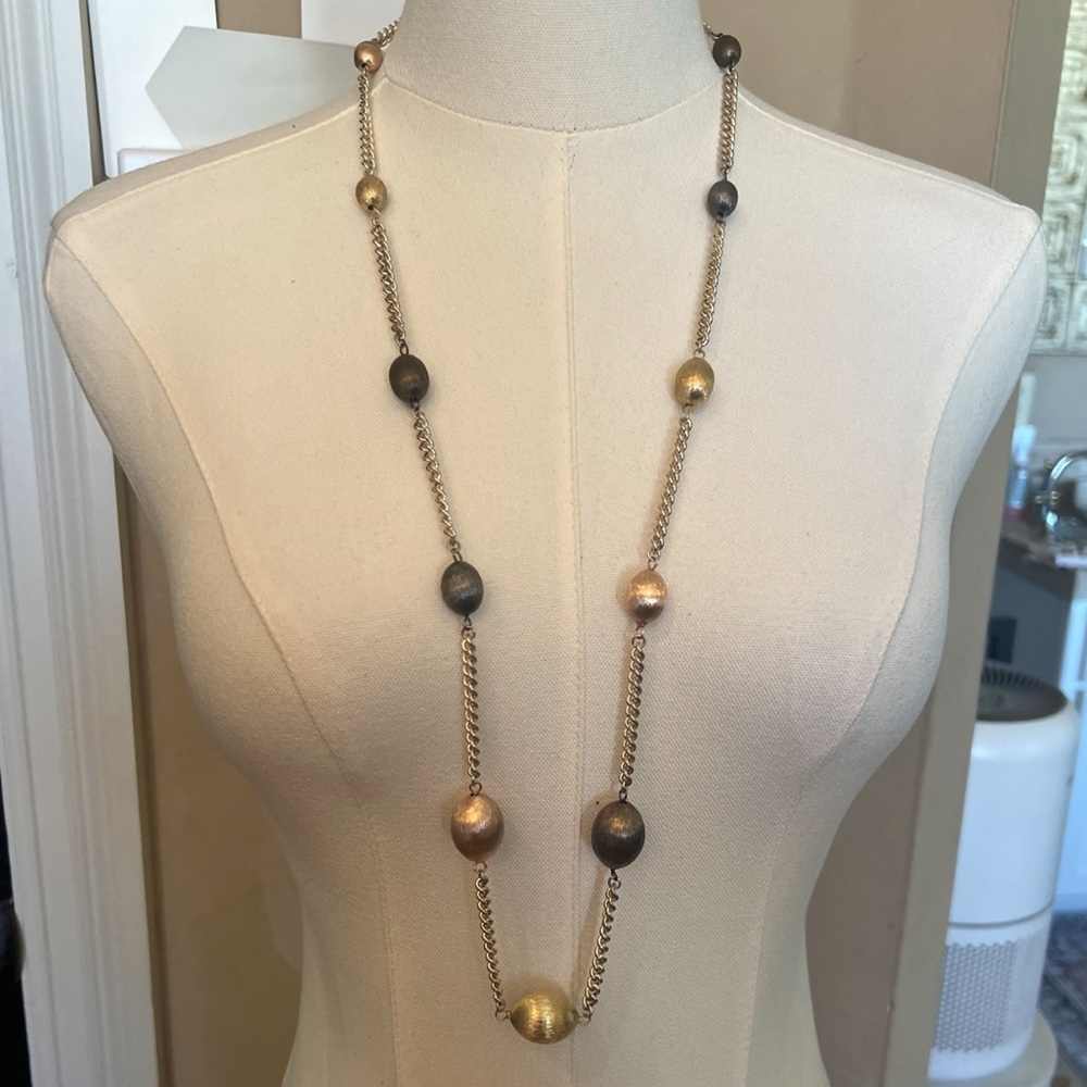 Gold, Rose Gold, Bronze and Black Beaded Necklace Made in Italy 🇮🇹